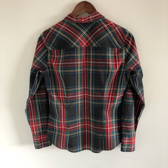 J. Crew Perfect Shirt Button Down Top 4 Steward Plaid 100% Cotton - Picture 4 of 6